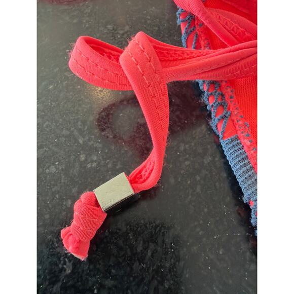 Frenchy Crochet Bikini Set-Triangle top and side tie bottoms (orange/gray) XL - Picture 5 of 7